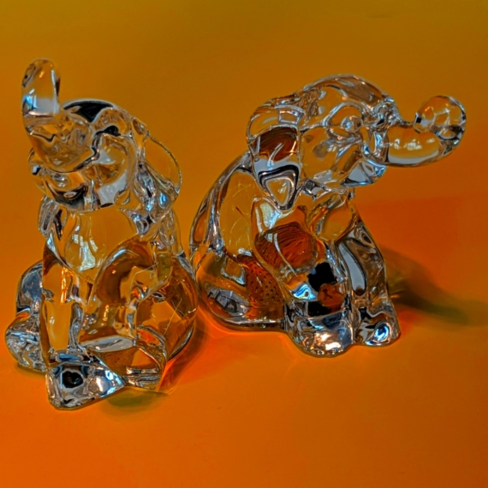 Lenox Crystal Elephant Salt + Pepper Shakers